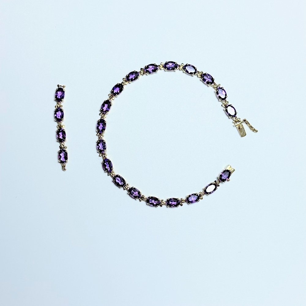 Amethyst Tennis Bracelet, 14k Yellow Gold - Picture 13 of 15